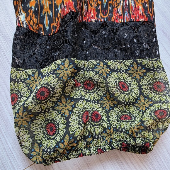 Fig and Flower Women's M Boho‎ Floral Blouse Multicolor 3/4 Sleeve Art to Wear - Picture 12 of 12